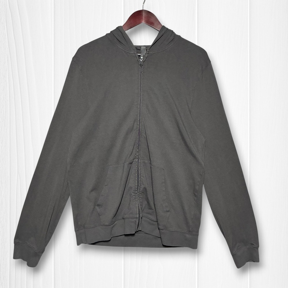 Skims Jersey Lounge Full Zip Stretch Hoodie Mens Medium Charcoal Grey